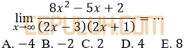 limit pecahan berisi 2 persamaan kuadrat