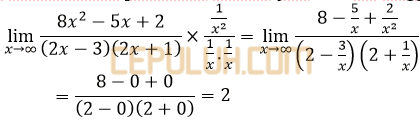 limit tak hingga ke pecahan berisi 2 persamaan kuadrat