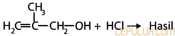 2-metil-1-butena direaksikan dengan asam klorida